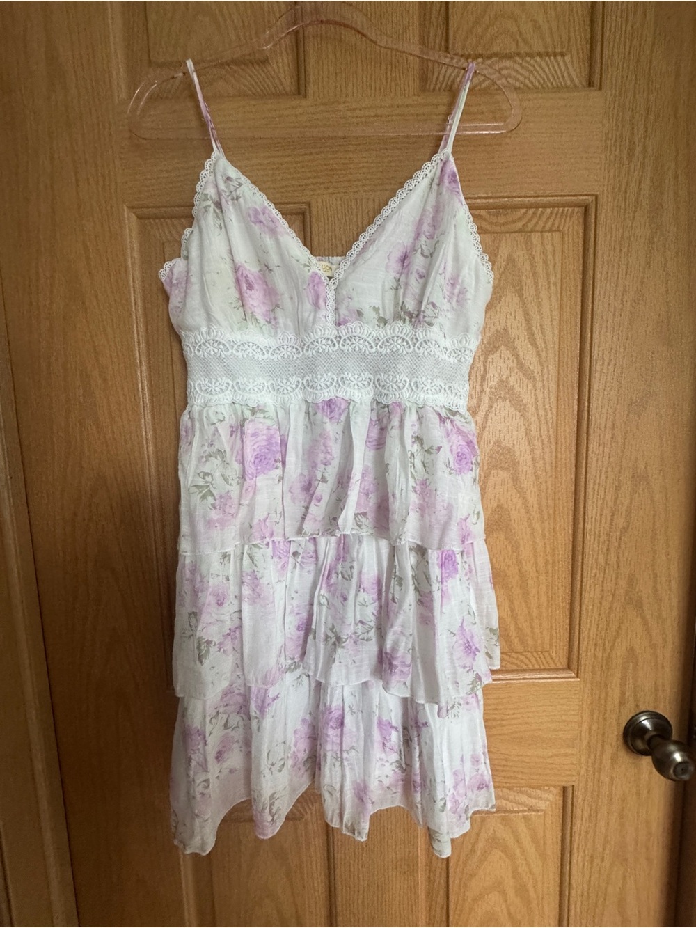 Rebellion White dress with Light Purple Floral Print